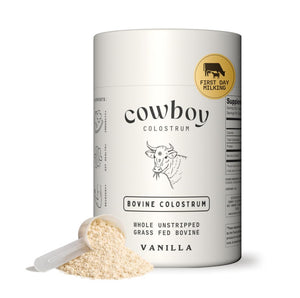 Cowboy - The Exclusive 1st Milking, Whole, Grass Fed Colostrum Supplement for Full Body Health - Bovine Colostrum Powder Packed w/Bioactive Nutrients - Sugar Free (Vanilla, 40 Servings) COWBOY COLOSTRUM buy supplements Au