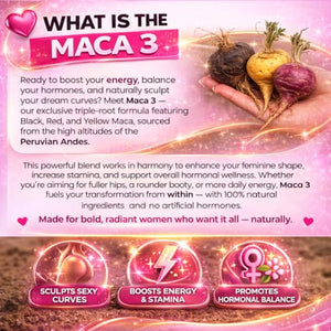 Maca 3 Capsules – Black, Red & Yellow Maca Root Blend – Feminine Balance & Natural Body Support – Herbal Formula Curvy FruitBuy Supplements Australia