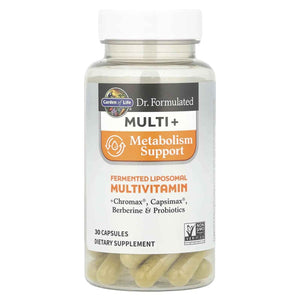 Garden of Life Dr. Formulated Multi+ Metabolism Support - Fermented Liposomal Multivitamin + Chromax, Capsimax, Berberine & Probiotics - 30 Capsules