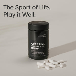 Sports Research® Creatine Monohydrate Capsules - Supports Workout Recovery, Lean Muscle gain, Performance and Strength* - Non-GMO, Vegan Certified - 5g per Servings - 30 Servings Sports Research buy supplements Au