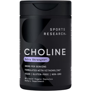 Sports Research ® Extra Strength Choline 800 mg - Essential Nutrient Featuring VitaCholine ® for Focus Support - Vegan Certified • Non-GMO • Gluten Free - 60 Liquid Capsules Sports Research buy supplements Au