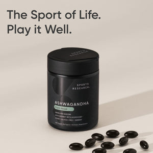Sports Research® Ashwagandha Softgels with Coconut MCT Oil - Natural Ayurvedic Adaptogen Made with Shoden® Ashwa for Relaxation, Calm & Sleep Support - Gluten Free & Vegan Friendly - 120 Count Sports Research buy supplements Au