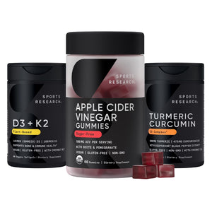 Sports Research® Multivitamins Pack - Organic Apple Cider Vinegar Gummies + Vitamin D 5000iu & Mk7 Vitamin K 100mcg + Turmeric Curcumin C3 Complex Sports Research buy supplements Au