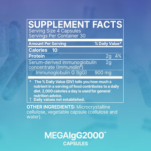 Microbiome Labs Mega IgG2000 Capsules - Dairy Free Bovine Colostrum Supplement Alternative - Immunoglobulin Supplement from Bovine Serum to Support Digestive Health (120 Capsules) Microbiome Labs buy supplements Au