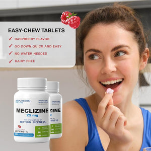 Puregen Labs Meclizine 25 mg Antiemetic 200 chewable Tablets | Motion Sickness Relief - Prevent Nausea, Vomiting, and Dizziness | Dairy Free | Value Pack – 200 chewable Tablets P Puregen Labs buy supplements Au