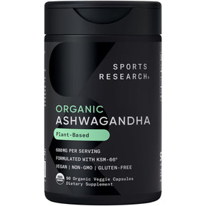 Sports Research® Organic Ashwagandha – Adaptogen for Relaxation, Calm & Sleep Support – Made with Organic KSM-66® – 600 mg – Non-GMO Verified, Gluten-Free, Certified Vegan – 90 Veggie Capsules Sports Research buy supplements Au