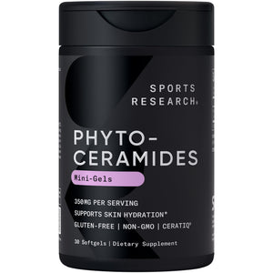 Sports Research® Phytoceramides 350mg per softgel - Plant Derived Ceramides for Healthy Skin and Hydration - Non GMO with No Fillers or Synthetic Vitamins - 30 Liquid softgels Sports Research buy supplements Au
