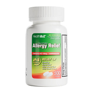 HealthA2Z® Allergy Relief, Cetirizine 10mg, Dye-Free Formula, 24-Hour Antihistamine, Indoor & Outdoor Allergy Relief, 500 Tablets HealthA2Z buy supplements Au