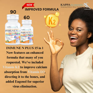 (60 Capsules), NAC 600mg, Quercetin 1,000mg, Vitamin C 500mg, Zinc 50mg, Vitamin D3 5,000iu, Selenium, Copper, Acerola, Ginger, Rutin, Citrus Bioflavonoids, Rose Hips, Echinacea, Immune N Plus 15 in 1 KAPPA NUTRITION buy supplements Au