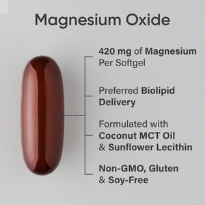 Sports Research® Magnesium Oxide 420mg with Coconut MCT Oil - Magnesium Supplement for Muscle, Nerve, and Bone Support* - Gluten-Free, Non-GMO - 90 Softgels Sports Research buy supplements Au