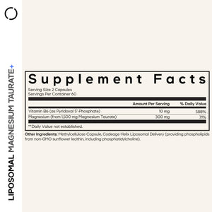 Codeage Liposomal Magnesium Taurate+ Supplement - Magnesium Taurate, Vitamin B6 as Pyridoxal 5-Phosphate, 2-Month Supply - Liposomal Delivery, Vegan, Non-GMO, Gluten-Free, 120 Capsules CodeageBuy Supplements Australia