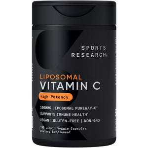 Sports Research® High Potency Liposomal Vitamin C Supplement 1000 mg – Certified Vegan, Non-GMO, Gluten Free | Antioxidant & Immune Support | Ascorbic Acid Vitamin C | 180 Liquid Veggie Capsules Sports Research buy supplements Au