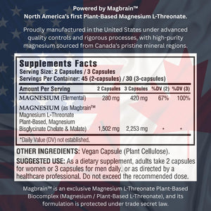Kappa Nutrition Powered by Magbrain™ Magnesium L-Threonate Plant-Based, 90 Vegan Capsules, 420mg Elemental Magnesium (3 Capsules) from 2,253mg, Brain, Sleep & Muscle Support. KAPPA NUTRITIONBuy Supplements Australia