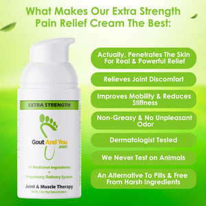 Gout and You Extra Strength Optimized Menthol Joint Discomfort Relief Cream for Joint Flare-Ups, Tendon, Muscle Ache - Fast Acting Joint Discomfort Relieving Rub with 19 Ingredients Gout and YouBuy Supplements Australia