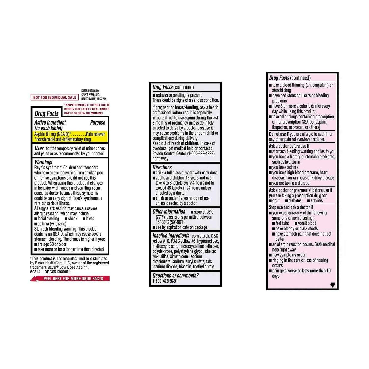 Members Mark 81 mg Low Strength Aspirin (730 Count)