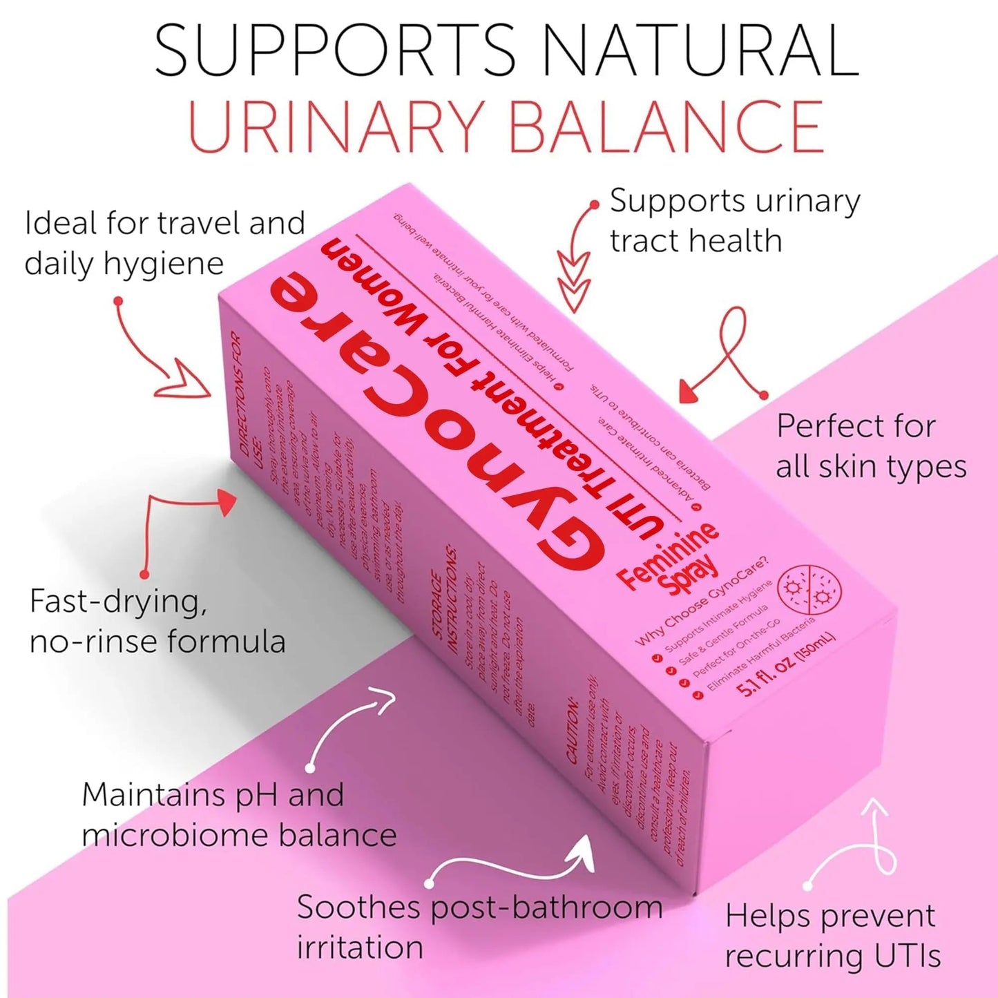 Feminine Spray | UTI Treatment for Women | UTI Defense & Intimate Odor Control | Daily Feminine Hygiene Spray | Eliminate Harmful Bacteria | Gentle, Safe, Travel-Friendly & pH-Balanced | 5.1 fl oz