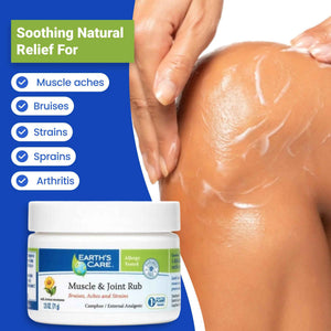 Earth's Care Muscle & Joint Rub - for Sore Muscles, Bruises, Aches and Strains - 2.5 OZ.