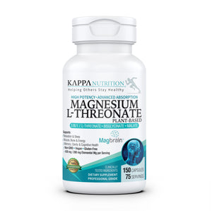 Kappa Nutrition Powered by Magbrain™ Magnesium L-Threonate Plant-Based, 150 Vegan Capsules, 420mg Elemental Magnesium (3 Capsules) from 2,253mg, Brain, Sleep & Muscle Support. KAPPA NUTRITIONBuy Supplements Australia