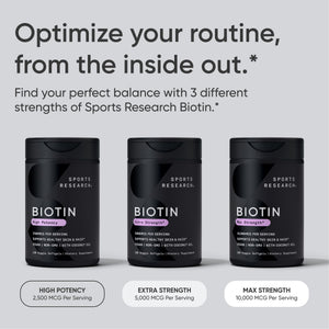 Sports Research® Biotin 10,000mcg with Organic Coconut Oil - Biotin (Vitamin B7) for Healthy Skin and Hair Support* - for Women and Men - Vegan, Non-GMO, Gluten & Soy-Free - 30 Veggie Softgels Sports Research buy supplements Au