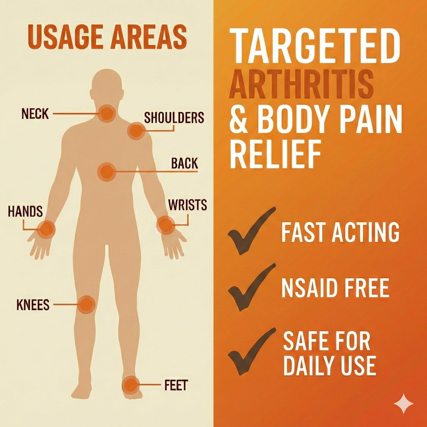 Sore No More Warm Arthritis Pain Relief Cream – Targeted Reliever for Back, Neck, Hands & Feet – Soothing & Fast-Acting Formula for Aches and Pains – Non-Greasy with Orange Aroma – 8 oz