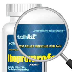 HealthA2Z® Ibuprofen 200mg, NSAID, Pain Reliever, Fever Reducer, Headache, Body Aches, Back Pain, Arthritis, Menstrual Cramps, 500 Caplets HealthA2Z buy supplements Au