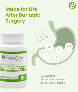 BariSlim Once Daily Bariatric Multivitamin Capsule - 18mg of Iron - Bariatric Vitamin & Supplement for Post Surgery Including Gastric Bypass & Gastric Sleeve | 90 Day Supply BariSlim buy supplements Au