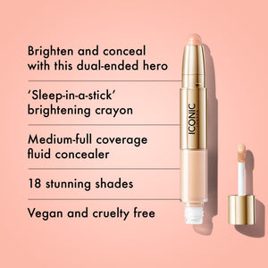 ICONIC LONDON Radiant Concealer & Brightening Duo | Creamy Liquid + Brightening Crayon Dual Ended Concealer, Cruelty Free, Vegan Makeup (Neutral Fair) 0.08 oz ICONIC LONDON buy supplements Au