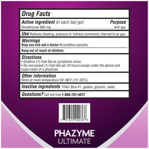 Phazyme Ultimate Strength Anti-Gas 500 mg Simethicone Gas Relief for Adults, Fast Gels Quickly Ease Bloating, Pressure and Discomfort, 20 Count Phazyme buy supplements Au