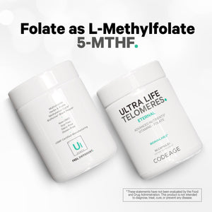 Codeage Ultra Life Telomeres Supplement - 5 MTHF Folate Vitamin B9, Vitamin B12 Methylcobalamin, Vitamin D3, L-Theanine, Ashwagandha - 3-Month Supply - DNA, Methylation Cycle - Non-GMO - 90 Capsules CodeageBuy Supplements Australia
