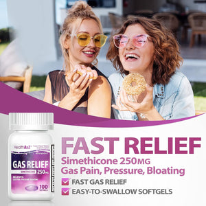 HealthA2Z® Gas Relief Simethicone 250mg, Fast Gas & Bloating Relief, Relieve Symptoms Naturally, 100 Softgels (Pack of 1) HealthA2Z buy supplements Au