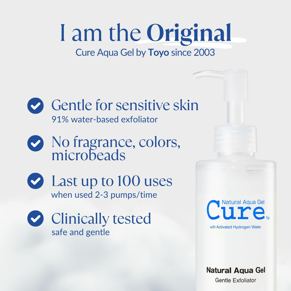 Cure by Toyo | Aqua Gel Gentle Exfoliator | Clear and Softer Skin | Non-Abrasive Face and Body Cleanser | Sensitive Skin | Big Size 8.82oz NATURAL AQUA GEL CURE buy supplements Au