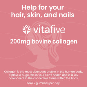 vitafive Collagen Gummies for Men and Women, Bovine Collagen, Collagen Gummy for Hair, Skin, and Connective Tissue Support, Gluten Free (50 Ct) vitafive buy supplements Au