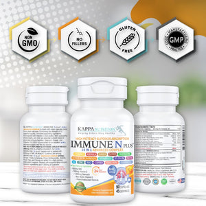 (90 Capsules), NAC 600mg, Quercetin 1,000mg, Vitamin C 500mg, Zinc 50mg, Vitamin D3 5,000iu, Selenium, Copper, Acerola, Ginger, Rutin, Citrus Bioflavonoids, Rose Hips, Echinacea, Immune N Plus 15 in 1 KAPPA NUTRITION buy supplements Au