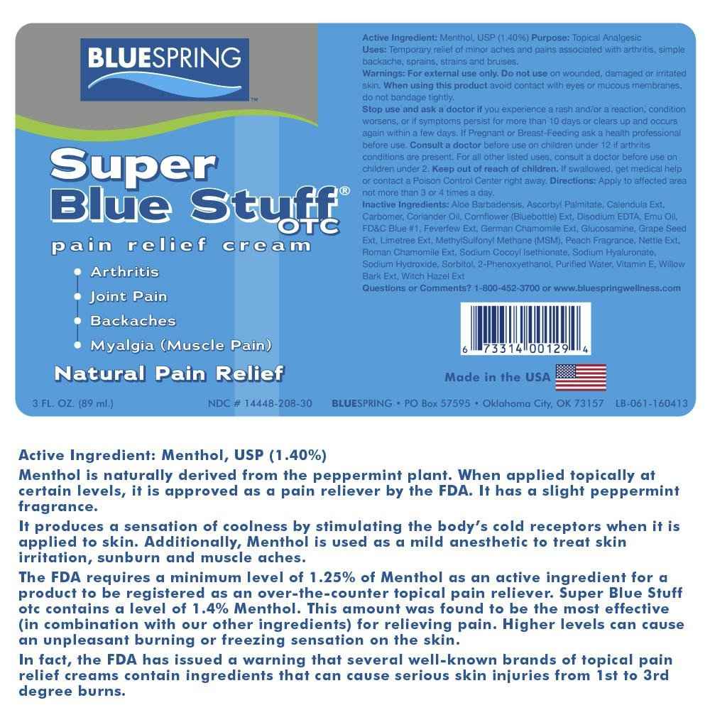 Super Blue Stuff Natural Pain Relief roll on with Emu Oil by BlueSpring- Pain relief rub Anti Inflammatory Analgesic Cream for Back, Knee, Joint, Muscle, Arthritis, and neck Pain Relief- 3 Oz roll-on.