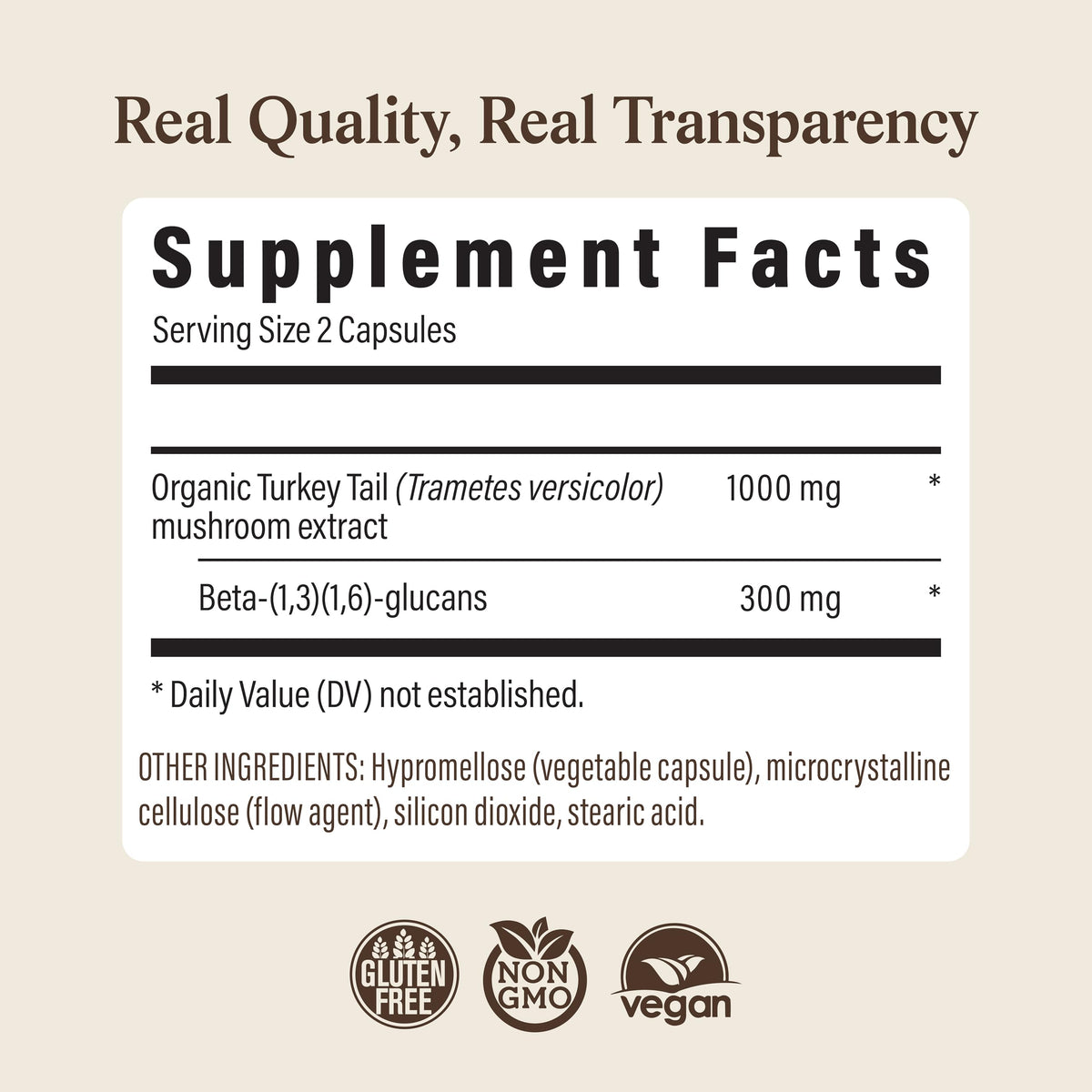 Real Mushrooms Turkey Tail Capsules – Organic Mushroom Extract for Wellness & Daily Rhythm – Vegan, Non-GMO, No Fillers Turkey Tail Extract – 90 Count Mushroom Supplement