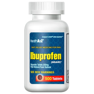 HealthA2Z® Ibuprofen 200mg, NSAID, Pain Reliever, Fever Reducer, Headache, Body Aches, Back Pain, Arthritis, Menstrual Cramps, 500 Caplets HealthA2Z buy supplements Au