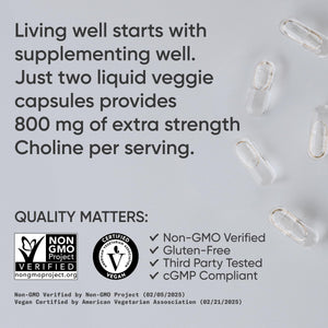 Sports Research ® Extra Strength Choline 800 mg - Essential Nutrient Featuring VitaCholine ® for Focus Support - Vegan Certified • Non-GMO • Gluten Free - 60 Liquid Capsules Sports Research buy supplements Au