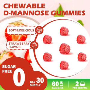 HFELIZ D Mannose with Cranberry Gummies, D-Mannose Supplements 1300mg for Women, Support Natural Urinary Tract & Bladder Health, Sugar-Free, 60 Count