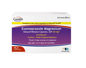 Camber Esomeprazole Magnesium USP 20mg, Delayed Release Capsules, Treats Frequent Heartburn (42 Count) CAMBER PHARMACEUTICALS, INC buy supplements Au