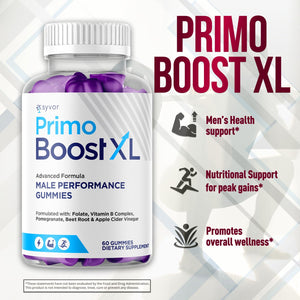 (3 Pack) Primo Boost XL Gummies, Official Primo Boost XL Gummys with All Natural Ingredients, Advanced PrimoBoost Health & Wellness Formula with Max Strength Active Lifestyle Vitamins (180 Gummies) Syvor buy supplements Au