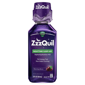 ZzzQuil, Sleep Aid, Nighttime Sleep Aid Liquid, 50 mg Diphenhydramine HCl, Fall Asleep Fast, Non-Habit Forming, Warming Berry Flavor, 12 FL OZ ZzzQuil buy supplements Au