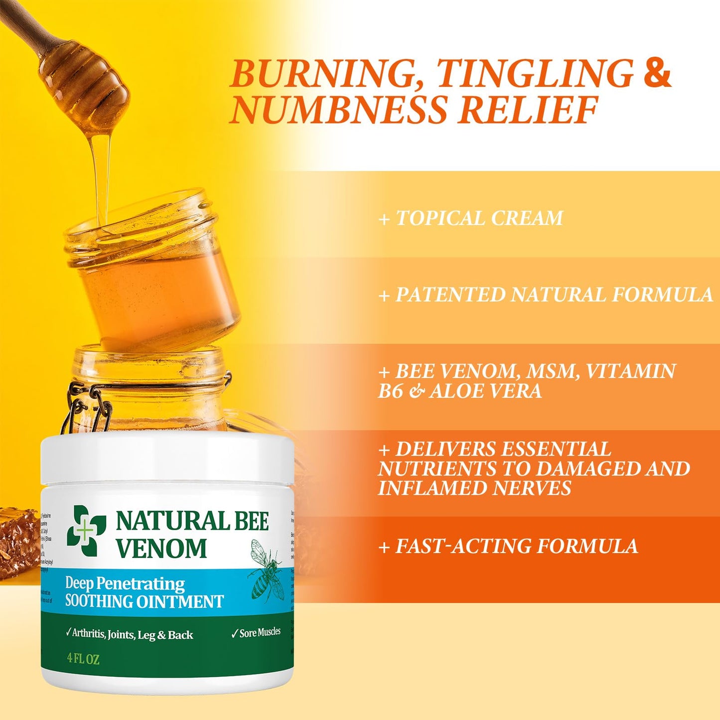 PIBIOOMAP Natural Bee Venom Joint & Muscle & Bone Release Oniment - Homeopathic Remedy - Fast Acting Release for Back, Neck, Hand, Feet, Knee, Muscle, Shoulder, Nerve, Ankle, Foot PIBIOOMAPBuy Supplements Australia