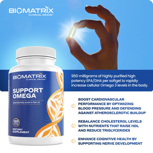Support Omega EPA DHA Omega 3 Fish Oil Supplement - Cardiovascular, Musculoskeletal Support (120 Gel Capsules) BioMatrix buy supplements Au