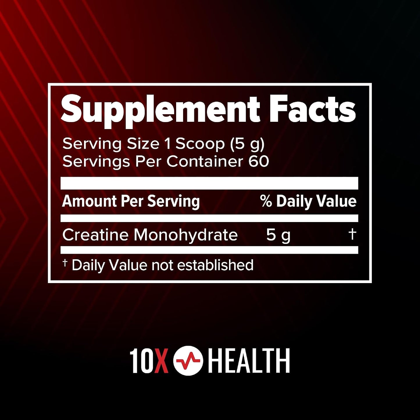 10X Creatine Monohydrate Powder - Micronized Creatine Supplement for Strength, Recovery & Cognitive Performance Support - Vegan, Unflavored, 60 Servings