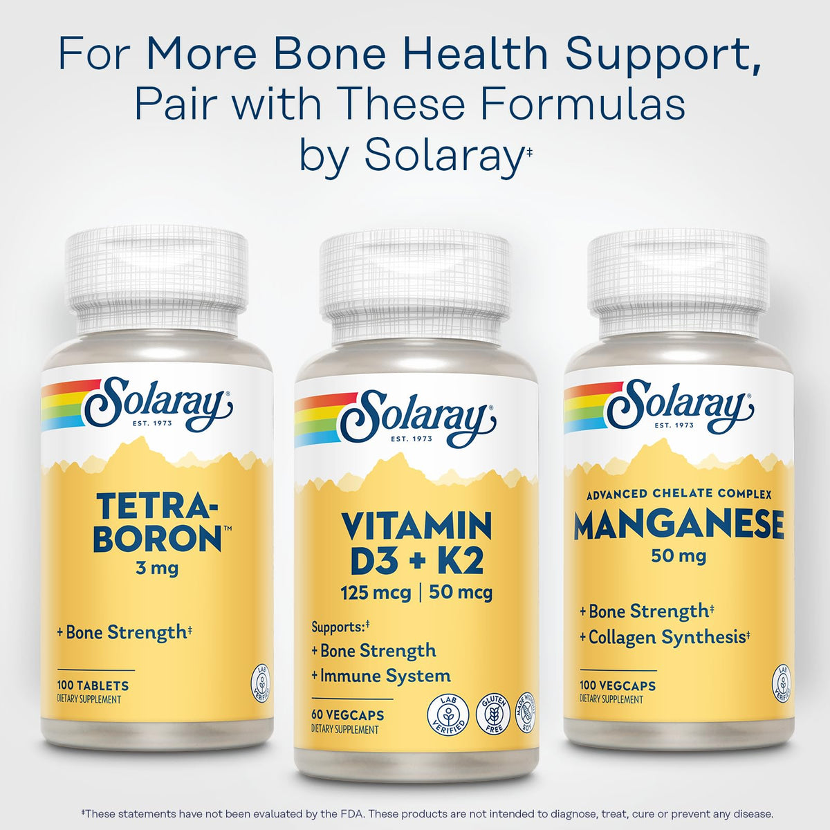 SOLARAY Vitamin D3 K2, K2 D3 Vitamin Supplement for Calcium Absorption, Bone Strength, Cardiovascular & Immune Function Support, Made Without Soy, 60-Day Guarantee, 60 Servings, 60 VegCaps SOLARAY buy supplements Au