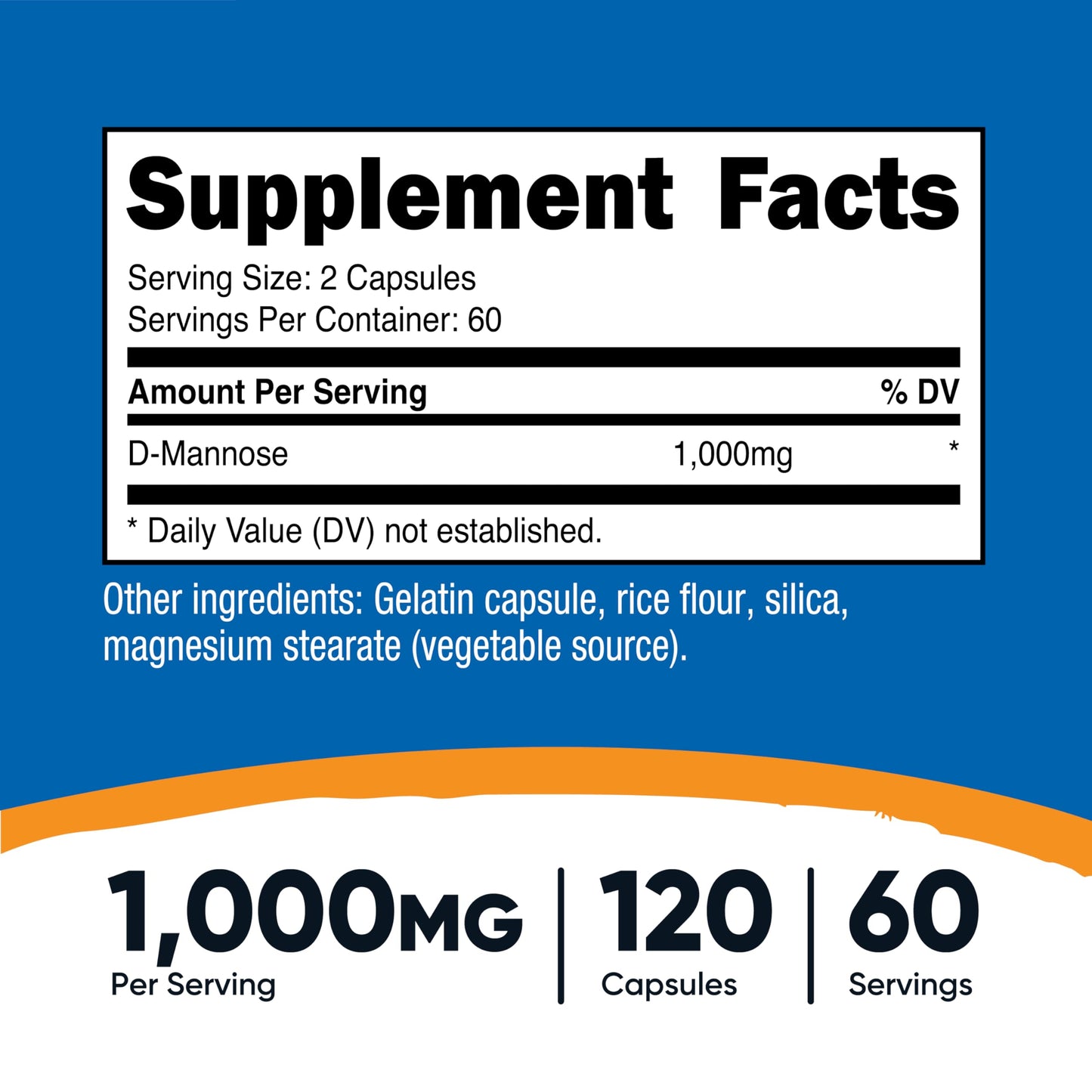 Supplement ProductNutricost D-Mannose 1000mg Per Serving, 120 Capsules - 500mg Per Capsule, Urinary Tract Health, Non-GMO and Gluten Free - GlowUpCaUSA