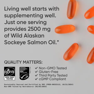 Sports Research® Salmon Oil - Single-Source Wild Alaskan Sockeye | 2500 mg per Serving w/EPA & DHA Fatty Acids | MSC Certified - 180 Count Softgels Sports Research buy supplements Au