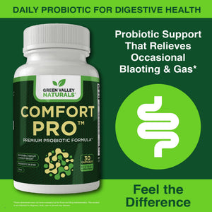 ComfortPro™ Daily Probiotics for Digestive Health | Constipation Relief & Bloating Support for Women & Men | Gut Cleanse with Zinc | Helps Reduce Gas & Promotes Digestive Regularity | Valley Formula GREEN VALLEY NATURALS buy supplements Au
