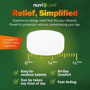Nuvicare 24-Hour Allergy Medicine - Cetirizine Hydrochloride 10mg Tablets - Compare to the Active Ingredient in Zyrtec Antihistamine Meds - Generic Allergy Pills for All Day Allergy Relief (100 Count) NUVICARE buy supplements Au