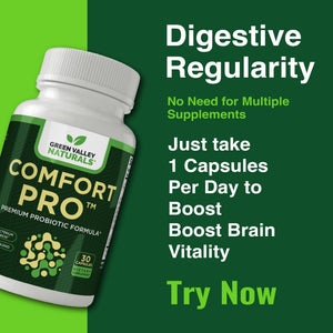 ComfortPro™ Daily Probiotics for Digestive Health | Constipation Relief & Bloating Support for Women & Men | Gut Cleanse with Zinc | Helps Reduce Gas & Promotes Digestive Regularity | Valley Formula GREEN VALLEY NATURALS buy supplements Au